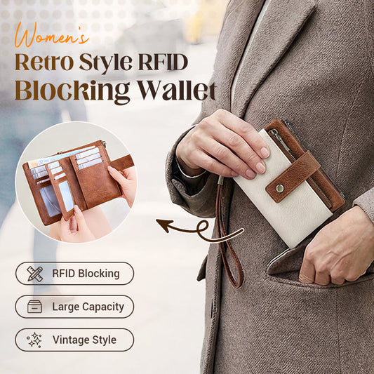 Cartera de cuero con bloqueo RFID para mujer