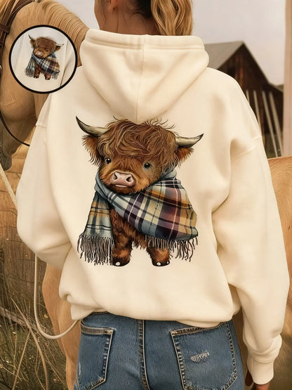 🎄Oferta por tiempo limitado: ¡50 % de descuento!🎁 Adorable sudadera con capucha con estampado de vacas de las Highlands.