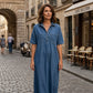 👗 ¡AHORA CON UN 50 % DE DESCUENTO! 👖 Vestido camisero midi informal de vaquero con bolsillos – Vaquero suave y corte holgado – Bolsillos prácticos, perfectos para el día a día – Cómodo y versátil ✨🌸