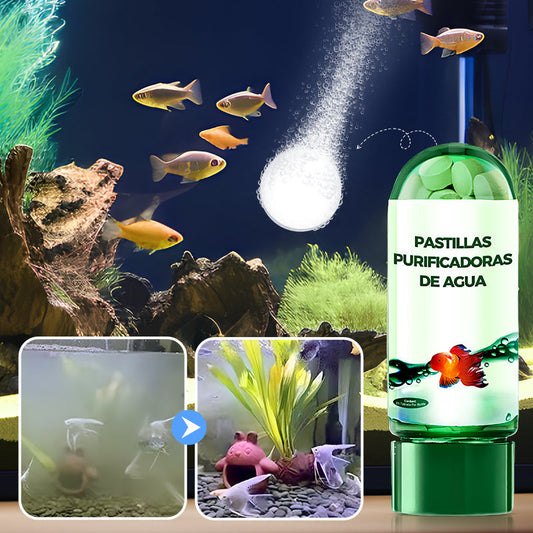 🐠 Compra 2 y llévate 1 gratis ⚡ ¡Más de 50K vendidos! ♻️ Potente tableta purificadora de agua para acuario 🌿