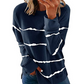 NOVEDADES-49% DE DESCUENTO-Camiseta de manga larga con cuello redondo y estampado de rayas