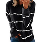 NOVEDADES-49% DE DESCUENTO-Camiseta de manga larga con cuello redondo y estampado de rayas
