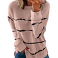 NOVEDADES-49% DE DESCUENTO-Camiseta de manga larga con cuello redondo y estampado de rayas