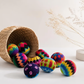 Pelota antiestrés de punto multicolor tipo «hacky sack» (6,35 cm de diámetro)