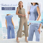 Conjunto de 2 piezas de top sin mangas y pantalones de pierna ancha para mujer