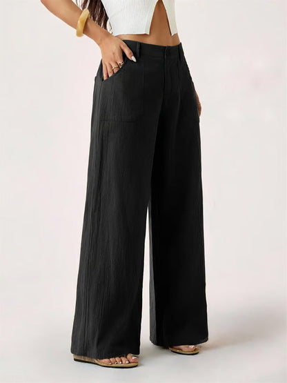 🔥ÚLTIMO DÍA: 50 % DE DESCUENTO ☀️🛍️ Pantalones palazzo ligeros de algodón y lino, estilo clásico, para mujer