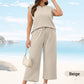 2025 New Women's Casual Sleeveless Top & Wide-Leg Pants Set