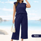 2025 New Women's Casual Sleeveless Top & Wide-Leg Pants Set