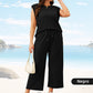Conjunto de 2 piezas de top sin mangas y pantalones de pierna ancha para mujer
