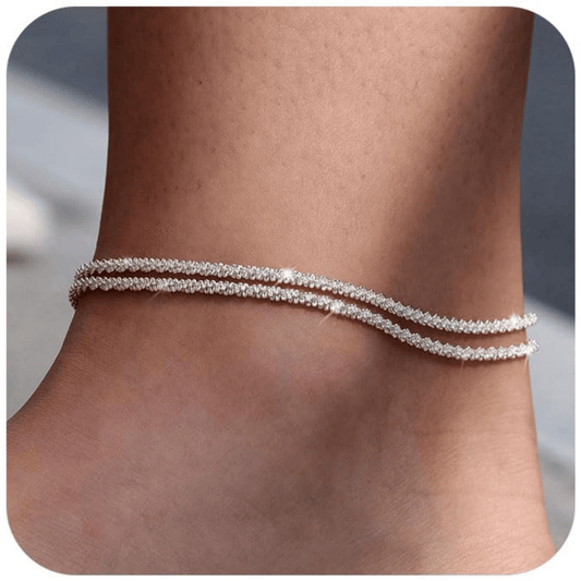 💜 Tobillera en Capas – Delicada, Impermeable y Perfecta para Cualquier Ocasión ✨💖