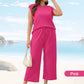2025 New Women's Casual Sleeveless Top & Wide-Leg Pants Set