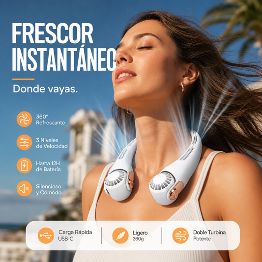 ❄️ Ventilador Aire Acondicionado para el Cuello – refrigeración personal ultrasilenciosa para el verano