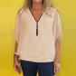 Women's Chiffon Zip-up Neck Casual Top