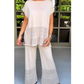 💕50% de descuento💕Conjunto de dos piezas de manga corta y pantalón de color liso para mujer