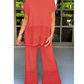💕50% de descuento💕Conjunto de dos piezas de manga corta y pantalón de color liso para mujer