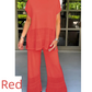 💕50% de descuento💕Conjunto de dos piezas de manga corta y pantalón de color liso para mujer