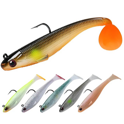 Jig Head Soft Fishing Lure with Paddle Tail - 5 PCS Set