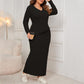 Women's Elegant Irregular Hem Long Sleeve and Wrap-hip Skirt Suit