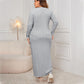 Women's Elegant Irregular Hem Long Sleeve and Wrap-hip Skirt Suit