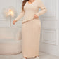 Women's Elegant Irregular Hem Long Sleeve and Wrap-hip Skirt Suit