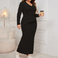 Women's Elegant Irregular Hem Long Sleeve and Wrap-hip Skirt Suit