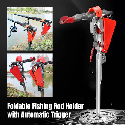 Foldable Fishing Rod Holder with Automatic Trigger