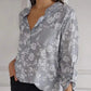 Women's Floral Print Long Sleeve Blouse with Sequin Pocket
