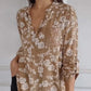 Women's Floral Print Long Sleeve Blouse with Sequin Pocket