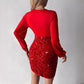 Sequin Bodycon Mini Red Dress