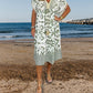 😍⏳Summer Hot Sale 50% Off🌼Printed Casual Dress With V-Neckline and Fringes on the Short Sleeves