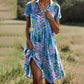 🥰Ofertas de Año Nuevo🥰Vestido informal de mujer con estampado y cuello en V🌸 Elegancia veraniega sin esfuerzo ☀️
