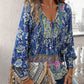 Women's Fashion Printed v-Neck Long Sleeve Shirt