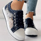 Women's Casual Flat Round Toe Lace Up Low Top Shoes