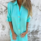 Women's Casual Button-Down V-Neck Long Shirt