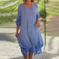🌼Last Day Sale 49% OFF🌼Women's Elegant Solid Color Round Neck Loose Fit Dress