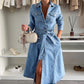 ✨✨Women's Button Down Long Sleeve Denim Dress