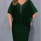 🌸Ofertas especiales de verano 2026💐Vestido tipo capa con cuello en V y pedrería, con capa superpuesta de gasa