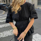 Women's Black Backless Tie-Waist Blouse
