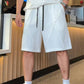 Solid Color Casual Loose Smocked Short Sleeve Top & Drawstring Shorts 2-Piece Set for Summer