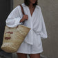 Women's Casual Loose Lapel Tops ＆ Shorts Two-Piece Set