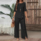Conjunto de dos piezas para mujer: top con dobladillo irregular y pantalones de pierna ancha