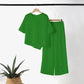 Conjunto de dos piezas para mujer: top con dobladillo irregular y pantalones de pierna ancha