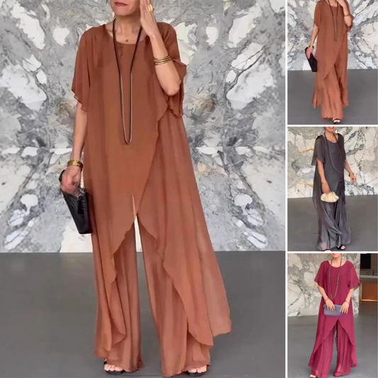 Women's Irregular Top & Loose Pants Set
