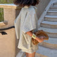 Women’s Button-Down Shirt & Shorts Set with Stripe Print