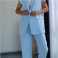 🎁Summer Hot Sale 50% OFF⏳💖Women’s Stylish Sleeveless Blazer & High-Waisted Pants Set
