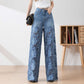 💖2025 Summer HOT SALE 50% OFF💖 Women's High-Waisted Blue Denim Wide-Leg Pants (Hollow-out Lace Panels)🌸👖