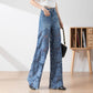 💖2025 Summer HOT SALE 50% OFF💖 Women's High-Waisted Blue Denim Wide-Leg Pants (Hollow-out Lace Panels)🌸👖
