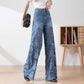 💖2025 Summer HOT SALE 50% OFF💖 Women's High-Waisted Blue Denim Wide-Leg Pants (Hollow-out Lace Panels)🌸👖