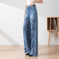 💖2025 Summer HOT SALE 50% OFF💖 Women's High-Waisted Blue Denim Wide-Leg Pants (Hollow-out Lace Panels)🌸👖