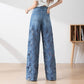💖2025 Summer HOT SALE 50% OFF💖 Women's High-Waisted Blue Denim Wide-Leg Pants (Hollow-out Lace Panels)🌸👖
